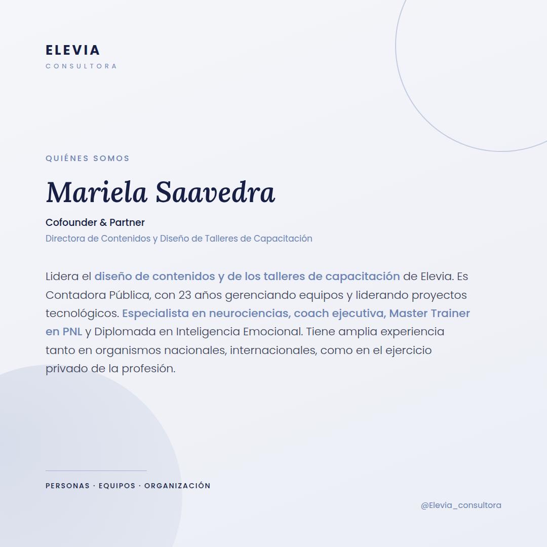 Mariela Saavedra – Cofounder & Partner de Elevia